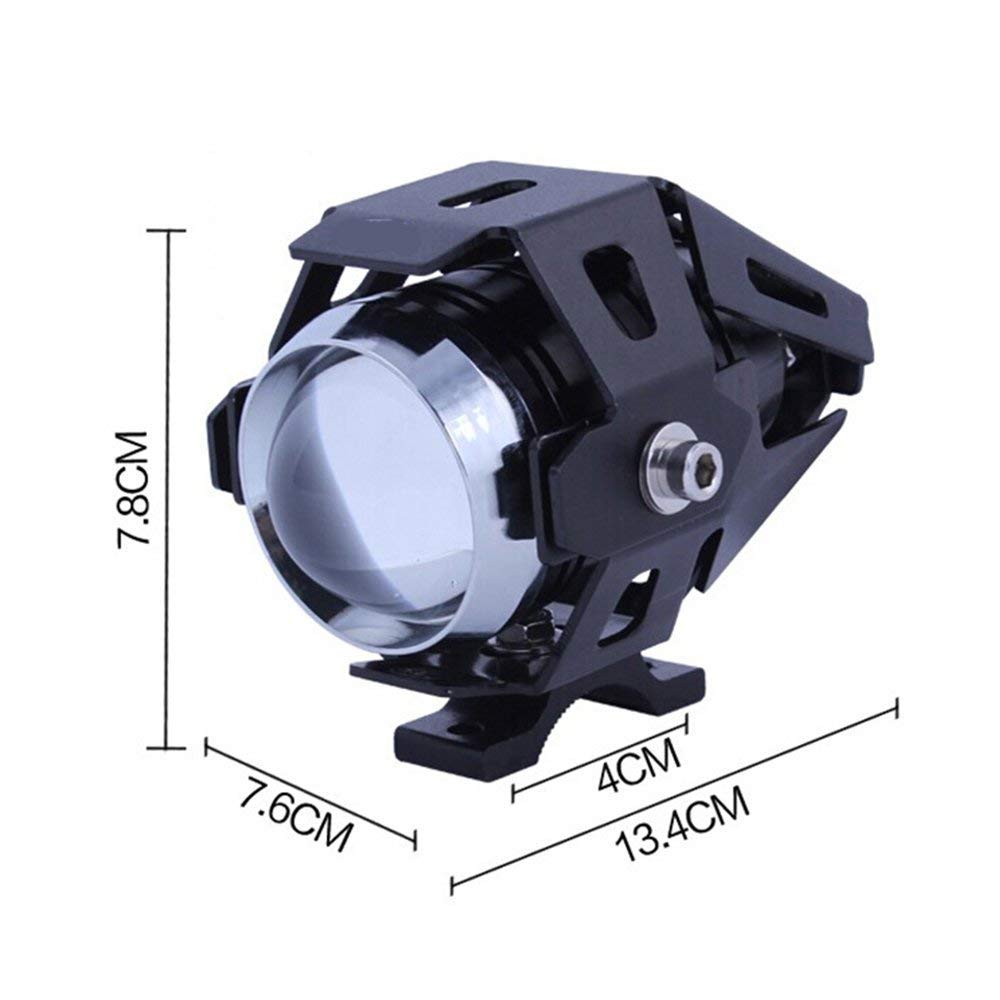 POCKETMAN 2 x reflektor motocyklowy U5, 1200 lm, 6500 K, LED, reflektor DRL ze światłem drogowym/mijania/błyskiem, 3 modele z włącznikiem/wyłącznikiem, kolor srebrny