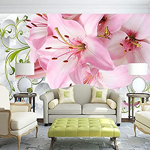 XHXI Papillon de lys à carapace molle Papier Peint 3D de séjour Chambre à coucher Salle de séjour Mural-150cm×105cm Cover