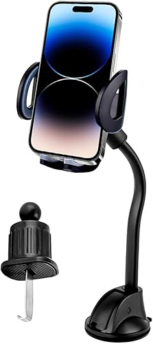 Soporte de teléfono celular con ventosa para automóvil, manguera de memoria ajustable, soporte universal para teléfono celular, tablero, parabrisas,