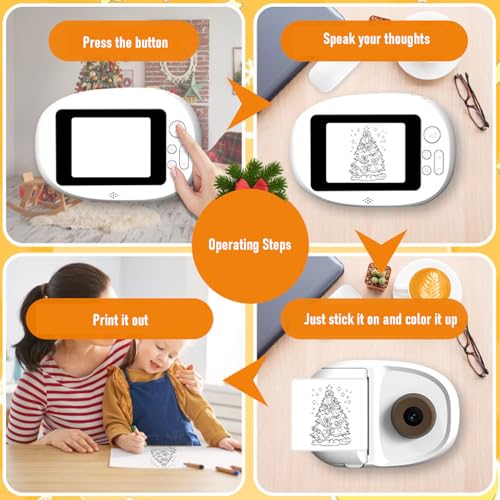 Image of Marhynchus AI Voice Sticker Printer 2.8 Inch Touchscreen Inkless Thermal Label Printer with AI Photo Recognition Voice Chat for Kids Learning Science Home Office