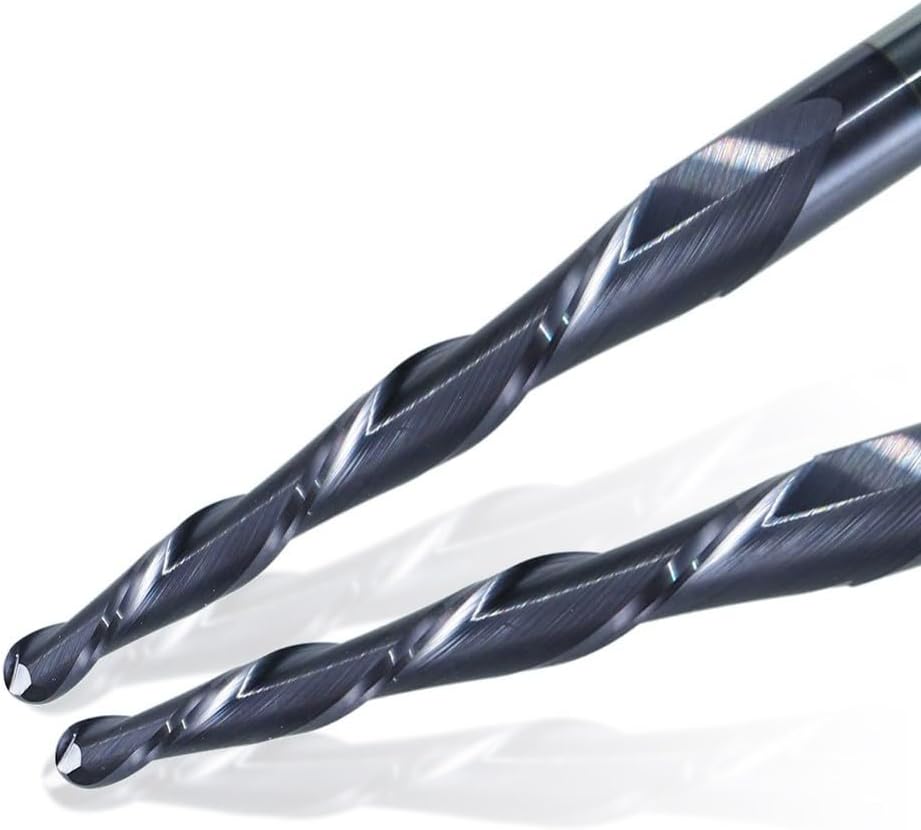 Carbide Milling Cutter 2 Flute Tapered Ball Nose End Mill CNC Router Bit,R2.0x30.5xD6x75