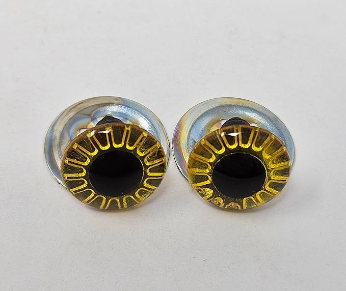 14mm Owl Eyes with Cut Textured Iris Plastic Safety Eyes for Craft Crochet Amigurumi Dolls or Puppets (Bulk Pack of 144) (Yellow)
