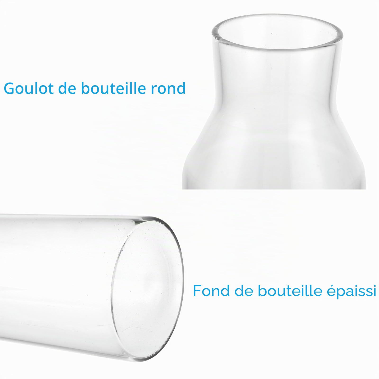 Lot de 4 distributeurs de lessive en verre avec couvercle hermétique de 1200 ml - Pour dosettes de lessive liquide