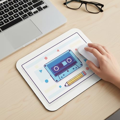 Image of Premium Non-Slip Mouse Pad | Smooth Surface for Optical & Laser Mice | Anti-Skid Rubber Base | Office, Home & Gaming | Retro Cassette Design