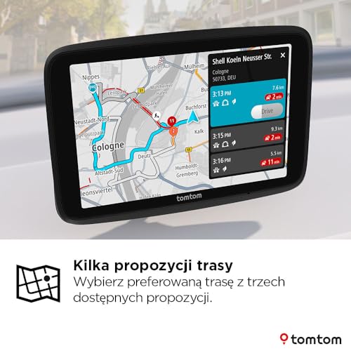 TomTom GO Advanced, z Ekranem 6-Cali, Informacjami Drogowymi, Ostrzeżeniami o Fotoradarach, Mapami Świata, Aktualizacje Wi-Fi, Asystentem Pasa, Wskazówkami Wizualnymi, Zintegrowanym Uchwytem