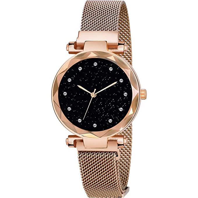 Counity 12 Diamond Analogue Black Dial Magnet Belt Watch for Women (Gold) (B0BXWZHNLY) Amazon Price History, Amazon Price Tracker