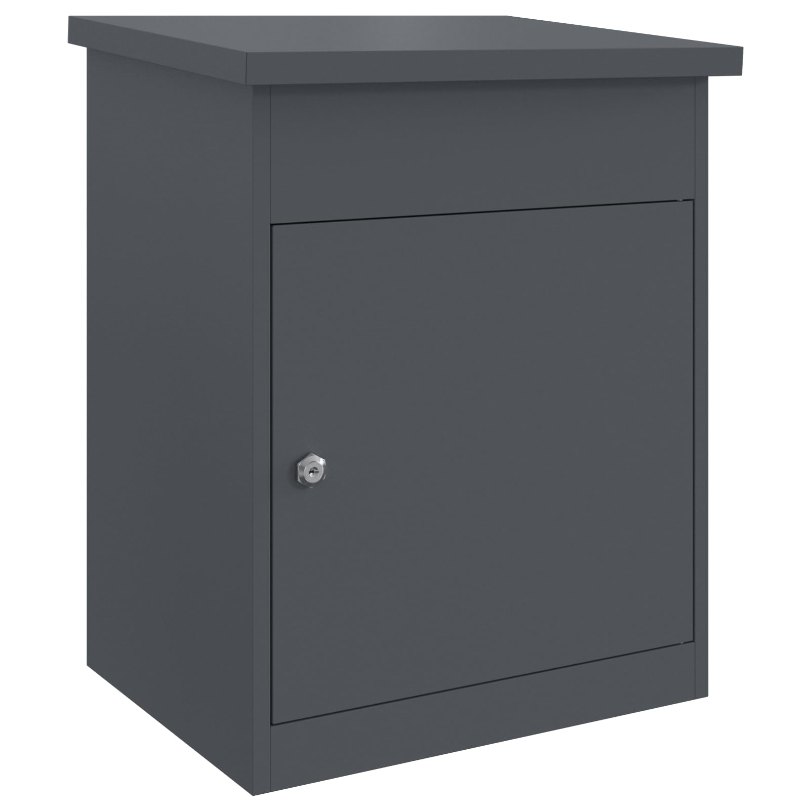 Secure Parcel Drop Box for Garden, Outdoor Parcel Drop Box with Deadbolt Lock and Latch Handles, Steel Black 47.5 x 38 x 59 cm