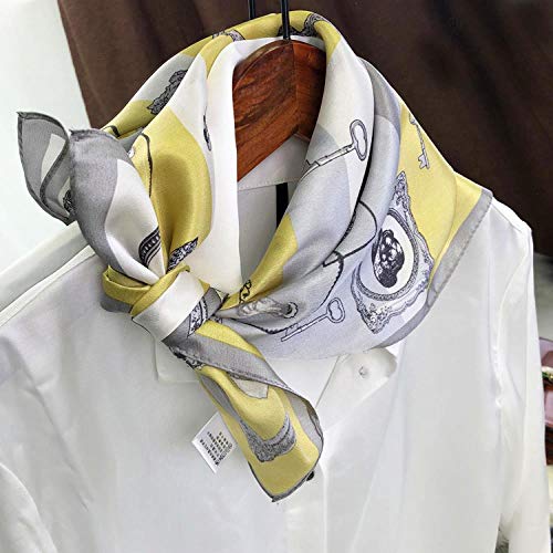 Preisvergleich Produktbild Kjsdzh Schal Seide Kleinen Quadratischen Weiblichen Seidenschal Koreanischen Multifunktions-, Bilderrahmen Mädchen Gelb, 53 * 53Cm