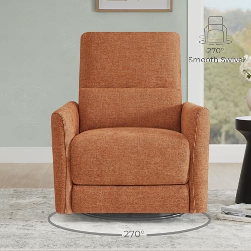 Image of CHITA Power Swivel Glider Recliner Chair, Nursery Glider, Fabric Terracotta | FSC Certified Upholstery Rocking Chair, Power Lumbar Support, Reclining Chair for Living Room & Nursery