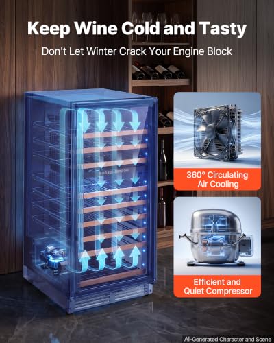 Image of VEVOR 24 inch Wine Fridge 90-Bottle Wine Cooler Refrigerator for Home Bar