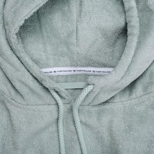 TOM TAILOR Surf Poncho für Damen und Herren, S-M, 100% Baumwolle/ Frottier, Badeponcho mit Kapuze, Bauchtasche und Logostickerei, Türkis (Fresh Sage)