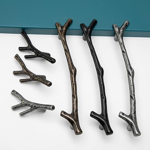 Miniatura 8 de Pomos vintage de rama de árbol para gabinete, manija de cajón de aleación de zinc de un solo agujero para casa de campo, cabaña, casa de montaña,