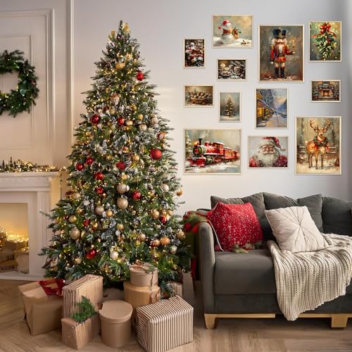LUNVORA Christmas Wall Art - 12 PCS Vintage Holiday Prints & Posters | Classic Xmas Aesthetic Room & Wall Decor | Unframed Gallery Artwork for Festive Decorations LUNVORA Christmas Wall Art - 12 PCS Vintage Holiday Prints & Posters | Classic Xmas Aesthetic Room & Wall Decor | Unframed Gallery Artwork for Festive Decorations