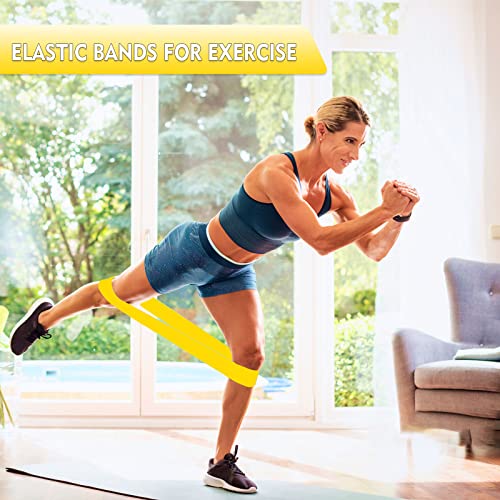 XonyiCos Exercise Resistance Bands Set for 5 Natural Latex Workout Bands for Working Out | Suitable for Pilates, Stretching, Physical Therapy, Yoga, Work from Home Fitness (5pc Set)
