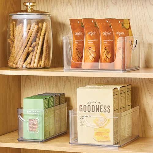 Image of iDesign Plastic Stackable Kitchen Cabinet Storage Bin, Clear, 4-Pack | With Handles, Pantry Organizer