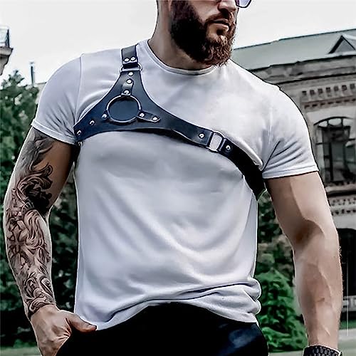Harness Belt Costume for Men, Men's Leather Body Chest Body Harness Belt Adjustable Buckle Clothes Outfits4