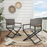 Grand patio Regiestuhl Klappbar Gartenstuhl Faltbar 2er-Set Campingstuhl Klappstuhl Leichter Tragbarer Stuhl, bis 150kg Belastbar, Angelstuhl für Strand, Camping, Garten, Grillen -Grey