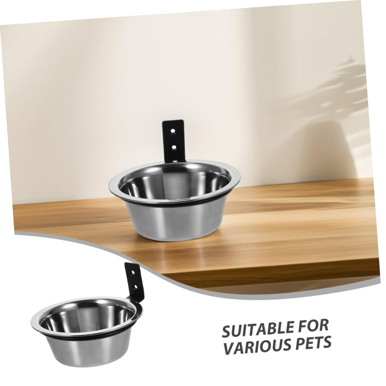 Gamelle Murale Surélevée pour Chien en Acier Inoxydable, 2 Pièces