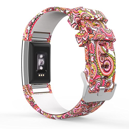 MoKo Christmas Band Compatible with Fitbit Charge 2, Soft Silicone Adjustable Replacement Sport Strap Band for Fitbit Charge 2 Heart Rate + Fitness Wristband, Daisy Totem