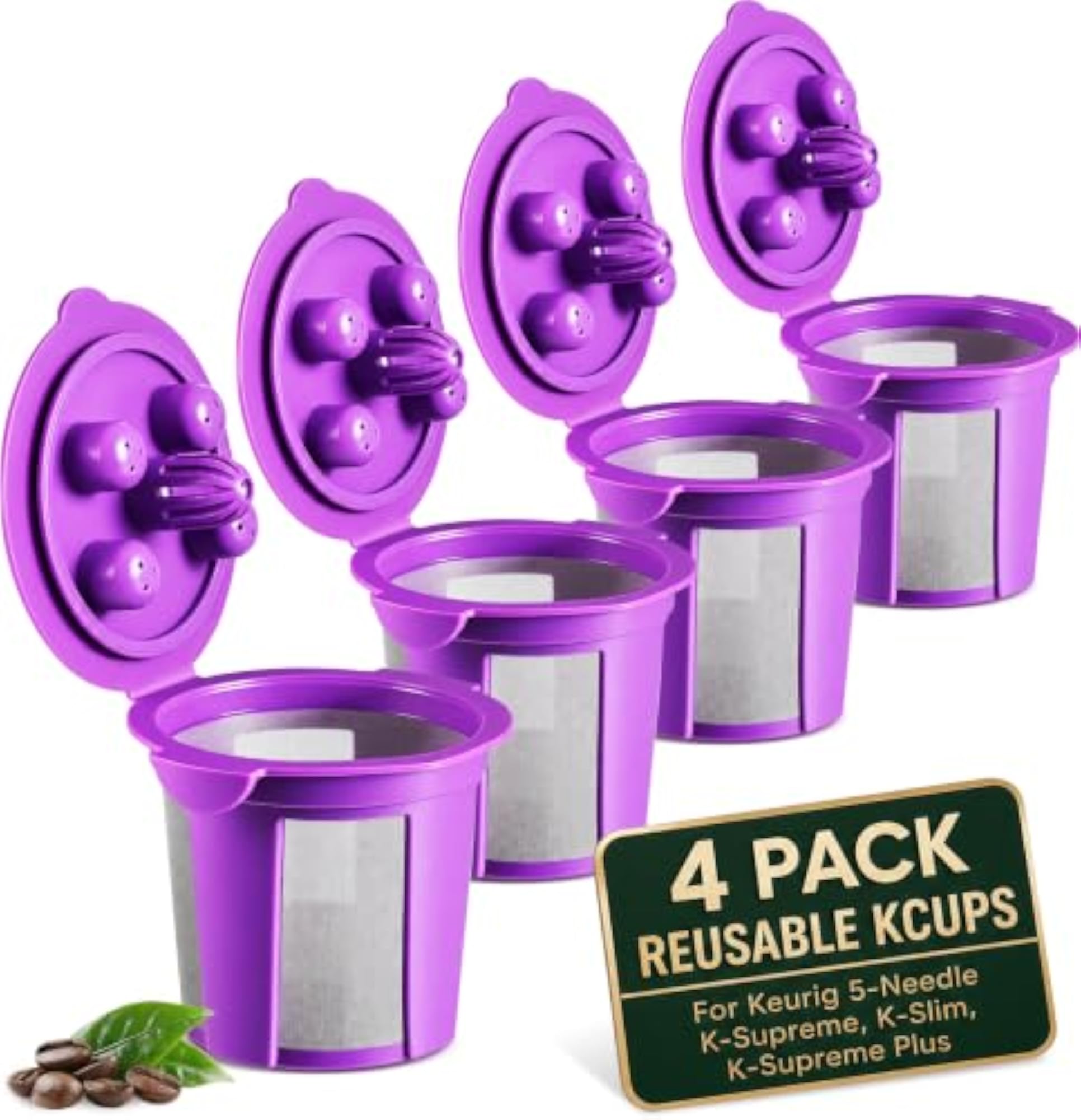 Universal Reusable K Cups for Keurig, 4 Pack