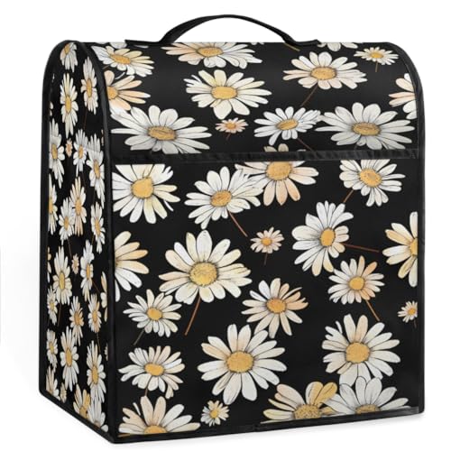 Coffee Maker Cover Black Daisy Flower Kitchen Appliance Covers Small Appliance Covers Blender Cover Juicer Cover Dust Covers for Kitchen Appliances with Top Handle and Pockets,Washable,B544