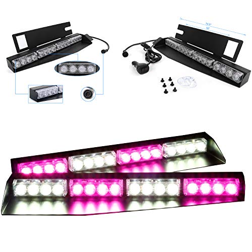 Creative Product 32W LED Lightbar Visor Light Windshield Emergency Strobe Split Mount Deck Dash Lamp (Purple&White)