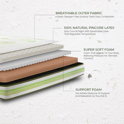 Image of Duroflex LiveIn 100% Latex - Natural Pincore Latex Mattress, Eco-Friendly, Naturally Cool, Medium Firm, 10 Years Warranty, 6 Inch King Size Bed Mattress (72x72x6 Inch)