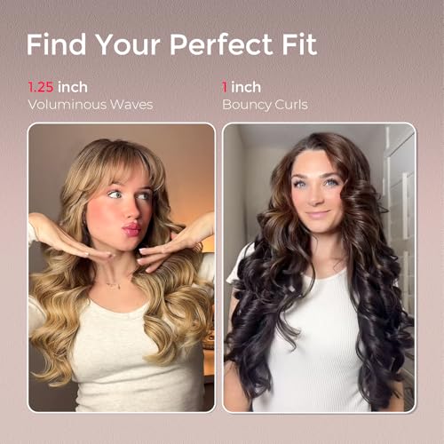 Image of TYMO CurlPro Plus Automatic Rotating Curling Iron - Upgraded Long Barrel Curling Wand for Long Hair, Ceramic Hair Curler for Women, Anti-Scald, Tangle-Free, 600M Ionic, Dual Voltage, Gold, 1 1 /4 Inch