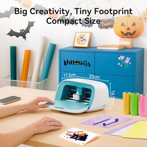 Likcut S501 Schneideplotter, Plotter maschine mit Intelligenter Einbau Speicher, Verfügbar für Vinyl, Iron on und Karten, Plotter mit Einsteiger Set, Blau