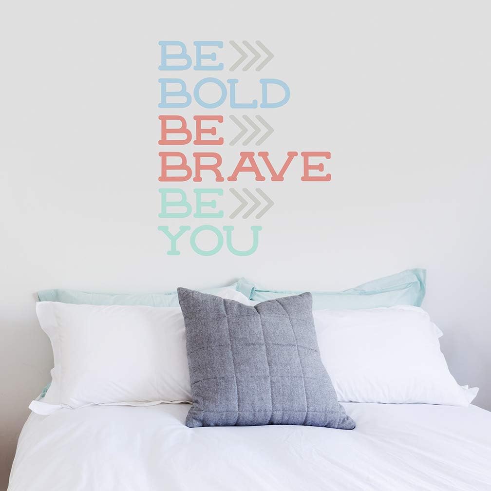 Paper Riot Co. Inspirational Wall Stickers Be Bold, Be Brave, Be You Positive Motivational Removable Adhesive Decals for Classroom Kids Room Nursery Bedroom Home Decor
