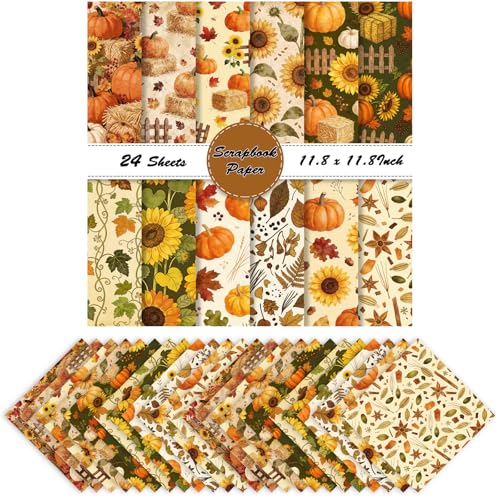Papier scrapbooking double face 30 x 30 cm aux motifs automne raffinés