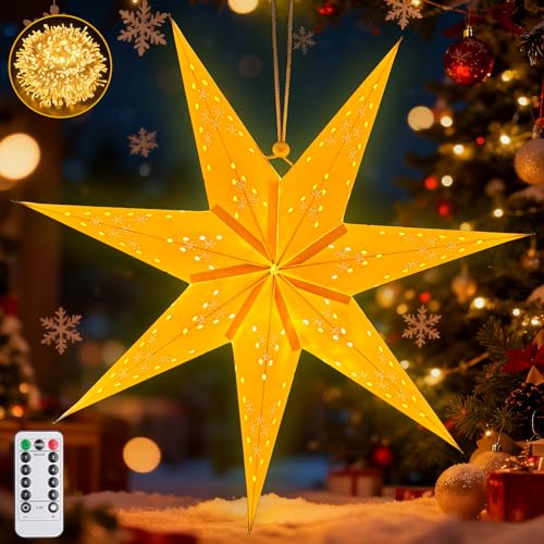 Papierstern Lampenschirm,45cm LED Papiersterne Zum Aufhängen mit...