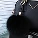 Roniky Newest Large Genuine Fox Fur Pom Pom Keychain Bag Purse Charm Gold Ring Fluffy Fur Ball (5.1