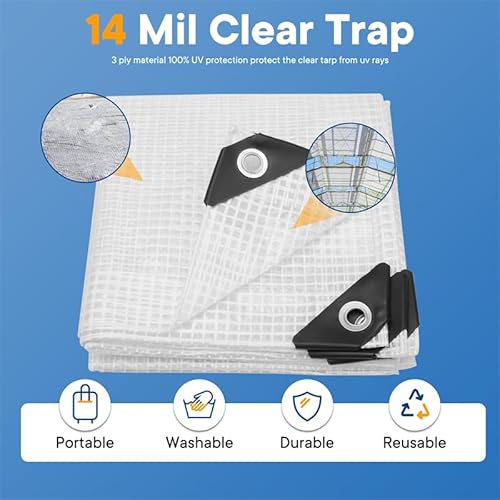 Chocikick GWAMZJ0001-FSB Clear Greenhouse Plastic Covering 8X10Ft,14 Mil Clear Waterproof Cover thumb #3