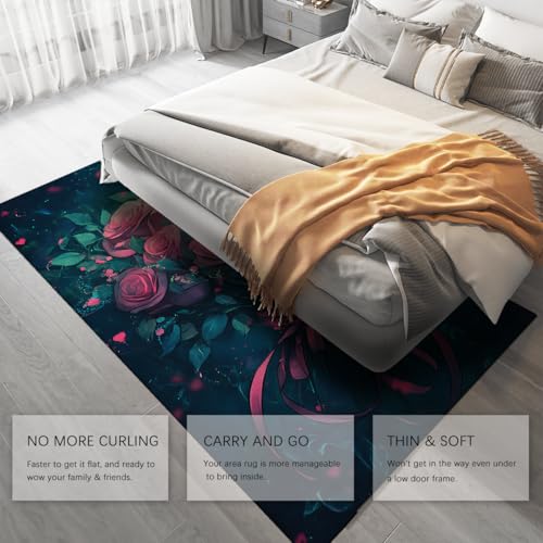Tapis antidérapant Saint Valentin à poil bas facile à nettoyer salon