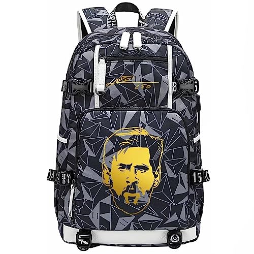 YUNZYUN Mochila multifuncional para fãs de laptop de viagem M-essi bolsa multicolorida para homens e mulheres, Padrão cinza - 2, Free Size