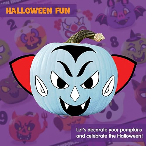 Image of Klever Kits Halloween Pumpkin Decorating Kit, Halloween Painting Kits Party Favors for Kids, Arts and Craft Party Supplies, DIY Coloring Pumpkin Decorations, School Activities Games