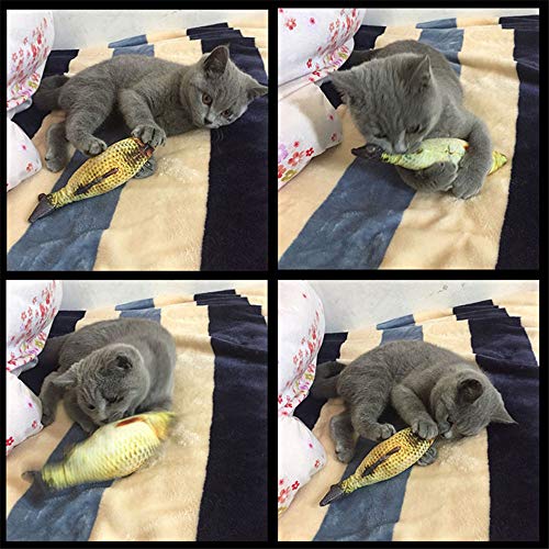 ASVEL Realistic Plush Simulation Electric Doll Dancing Fish, Funny Interactive Pets Chew Bite Supplies for Cat/Kitty/Kitten Fish Flop Cat Toy Catnip Toys - Perfect for Biting, Chewing and Kicking (A)