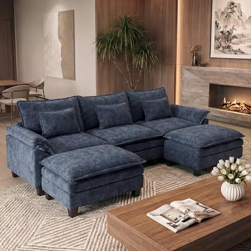 Image of URRED Oversized Modular Sectional Sofa,Blue:122 inch U Shaped