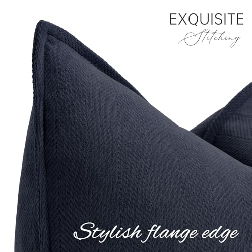 ZWJD Navy Pillow Covers 16x16 Set of 2 Chenille Throw Pillow Covers with Elegant Design Soft and Luxurious Decorative Throw Pillows for Couch, Bed, and Home Decor