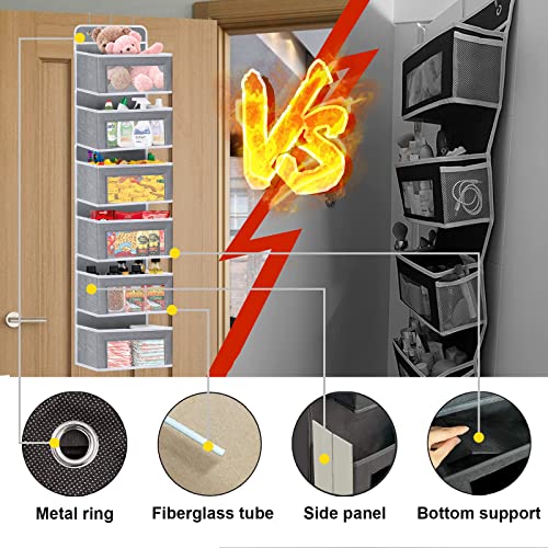 Vaisoz Over The Door Organizer,6 Pockets Fabric Over The Door Storage With Mesh Perspective Window,Wall Mount Hanging Organizer For Bedroom Pantry Closet,Baby Storage-Grey #TOP4