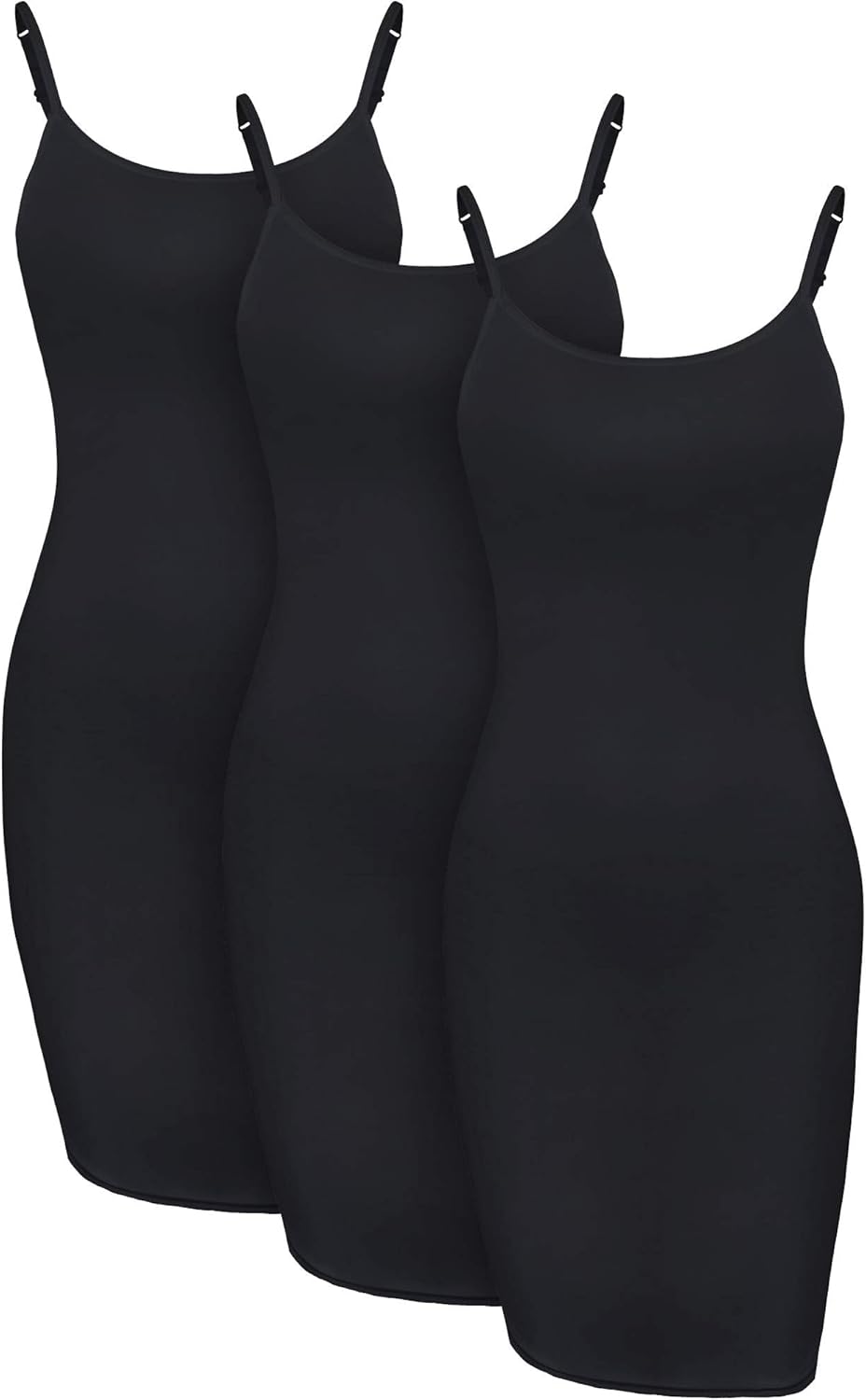 WILLBOND 3 Pieces Basic Cami Women Long Tanks Dress with Strap, Solid Color