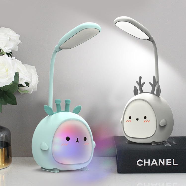 Image of IMNISHNAY Cute Rabbit LED Desk Lamp for Study & Reading | Eye-Caring LED Table Lamp | Soft Touch Night Light for Kids, Bedroom, Study Table & Office | USB Rechargeable (Green)