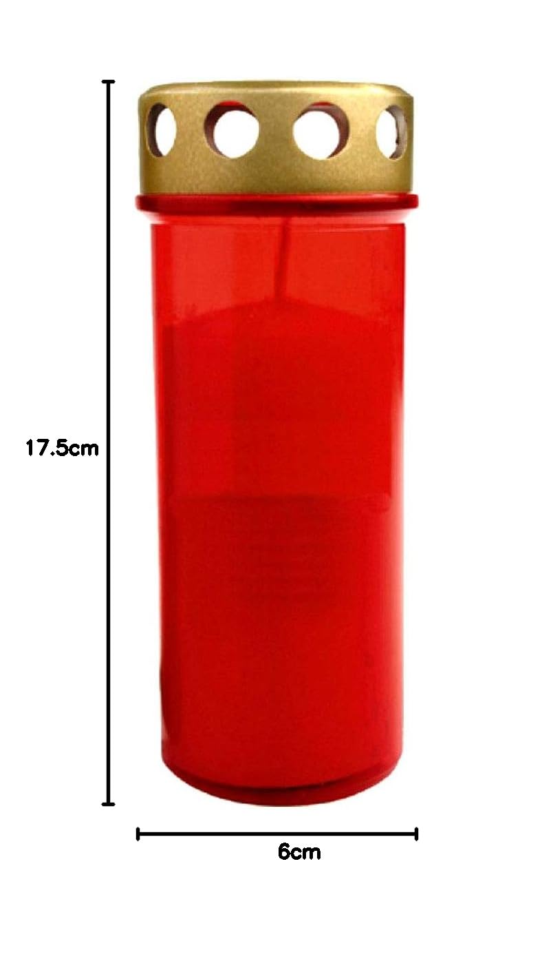HAC24 - Set da 40 lumini XL per cimitero, con coperchio, colore: rosso