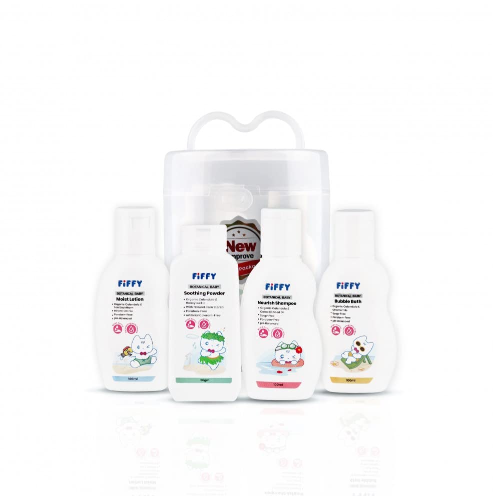Fiffy BOTANICAL BABY TRAVEL TOILETRIES SET WHITE 4PCS