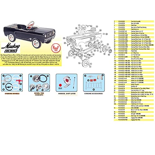 Blue Diamond Classics Pedal Car Parts, AMF Compatible with Mustang Chrome Tail Light with Clips