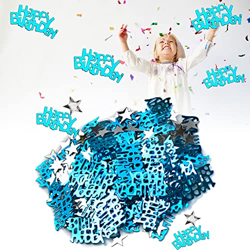 Confettis Anniversaire, Confettis Joyeux Anniversaire, Confettis de Table Anniversaire, Confettis Bleu Happy Birthday, pour la fête d'anniversaire, Soirée à Thème, 20g (Bleu) Cover