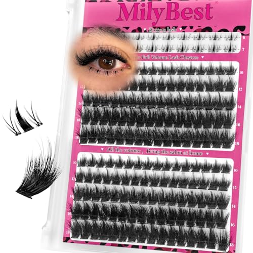 MilyBest Cove Lash Clusters with Spikes Bottom Lashes Cluster 10-18mm Manga D-Curl Cluster Eyelash Extensions - Natural Wispy to Fairy Glam Anime Eyelash Clusters