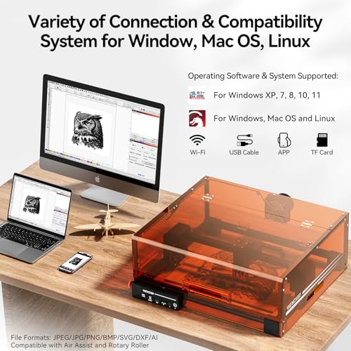 Laser Engraving Machine, Woxcker L2 MAX 10W Enclosure Laser Engraver, CNC Engraving Machine 0.01mm High Precision Laser Engraving and Cutting for Wood Stainless Steel Glass