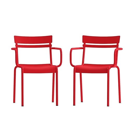 Flash Furniture Nash Commercial Grade Steel Stack Chair, Indoor-Outdoor Arm